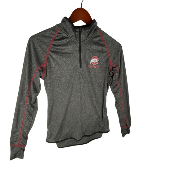 Colosseum Tops - Colosseum Womens Ohio State Stingray Raglan Quarter-Zip Top Heather Gray Large